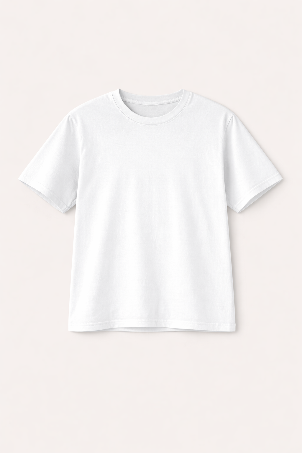 White t-shirt on a light pink background