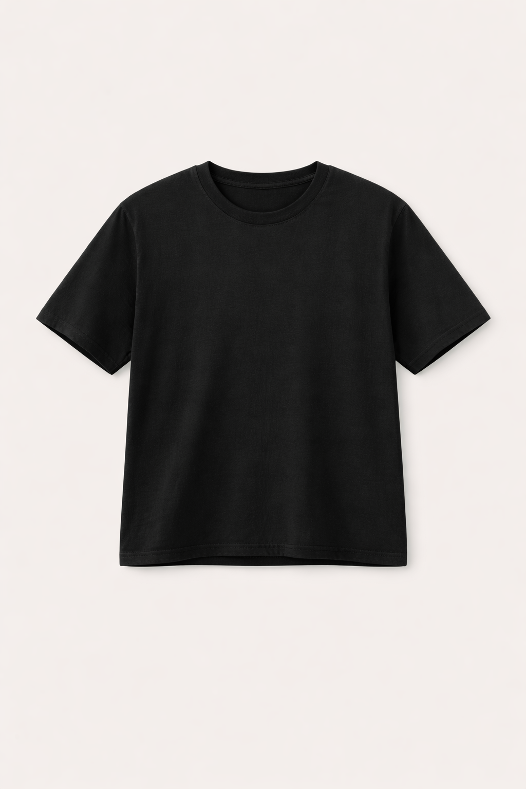 Black t-shirt on a light gray background